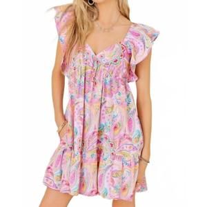 NEW STYLE U women's mini dress in pink with pattern